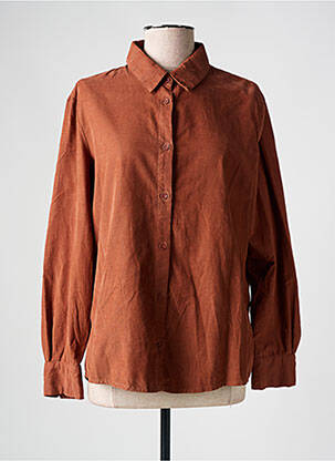 Chemisier coupe cintrée manches longues marron KANOPE femme