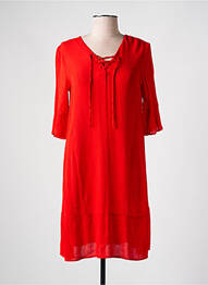Robe mi-longue coupe fluide manches 3/4 rouge YERSE femme