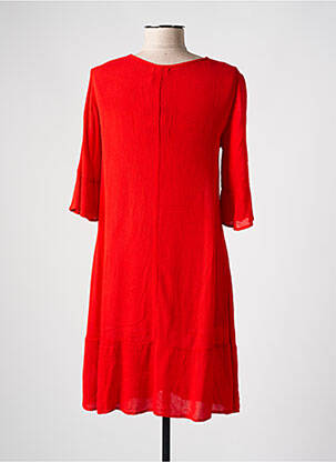 Robe mi-longue coupe fluide manches 3/4 rouge YERSE femme
