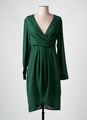 Robe mi-longue manches longues manches longues vert SCHOOL RAG femme