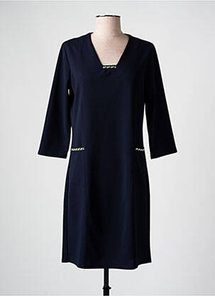 Robe mi-longue manches 3/4 manches 3/4 bleu CHRISTINE LAURE femme