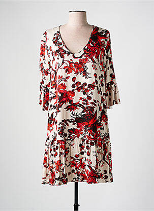 Robe courte manches 3/4 manches 3/4 orange GILMA D'AGO' femme