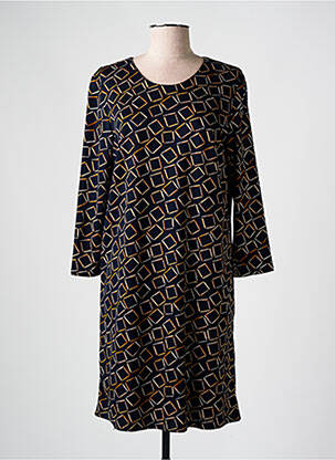 Robe mi-longue manches longues manches longues noir GEVANA femme