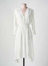 Robe mi-longue coupe fluide manches longues blanc SCHOOL RAG femme