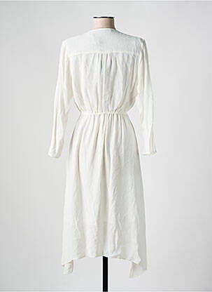 Robe mi-longue coupe fluide manches longues blanc SCHOOL RAG femme
