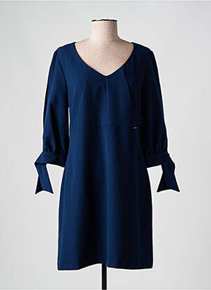 Robe courte manches 3/4 manches 3/4 bleu ANGY SIX femme