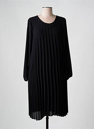 Robe mi-longue coupe fluide manches longues noir COULEURS DU TEMPS femme