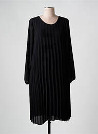 Robe mi-longue coupe fluide manches longues noir COULEURS DU TEMPS femme