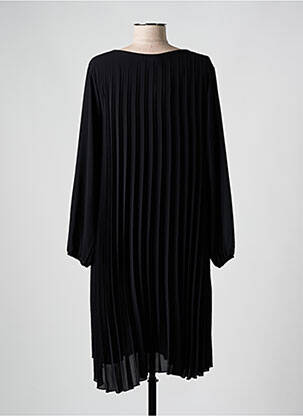 Robe mi-longue coupe fluide manches longues noir COULEURS DU TEMPS femme