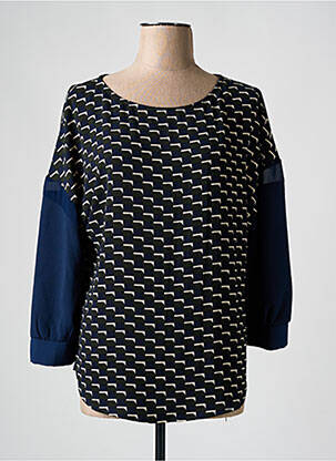 Blouse imprimé fantaisie manches 3/4 bleu LA FEE MARABOUTEE femme