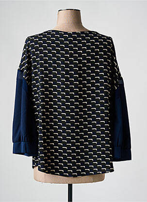 Blouse imprimé fantaisie manches 3/4 bleu LA FEE MARABOUTEE femme