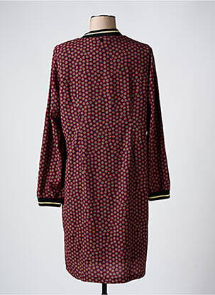 Robe mi-longue imprimé fantaisie manches longues rouge FRED SABATIER femme