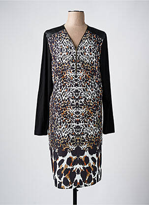 Robe mi-longue manches longues manches longues noir FRED SABATIER femme
