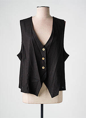 Gilet sans manche noir COULEURS DU TEMPS pour femme