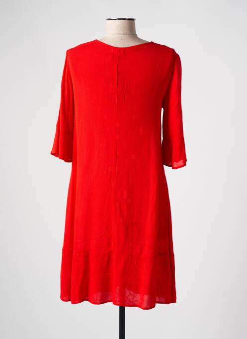 Robe mi-longue coupe fluide manches 3/4 rouge YERSE femme