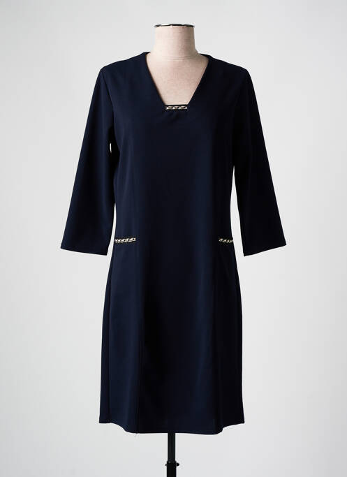 Robe mi-longue manches 3/4 manches 3/4 bleu CHRISTINE LAURE femme