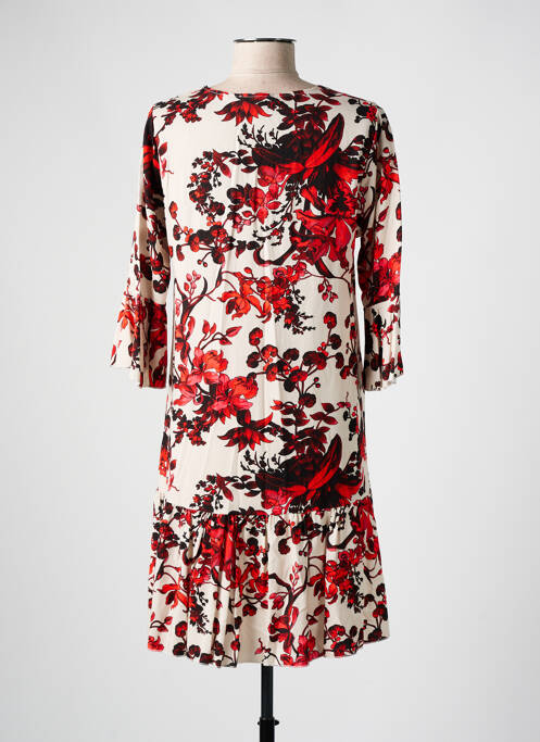 Robe courte manches 3/4 manches 3/4 orange GILMA D'AGO' femme