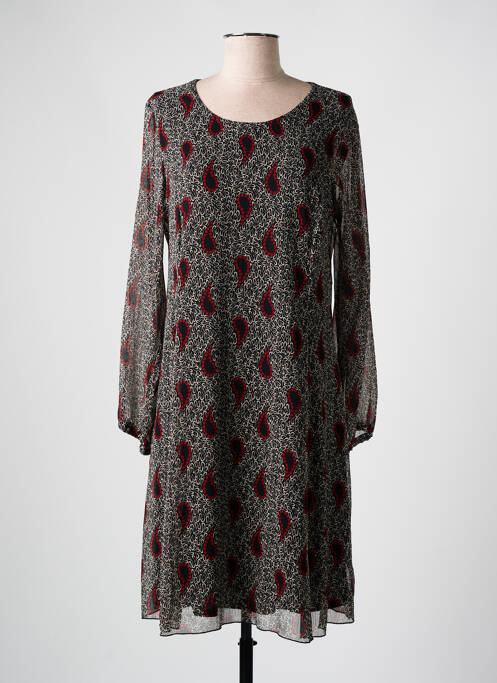 Robe mi-longue manches longues manches longues noir GEVANA femme