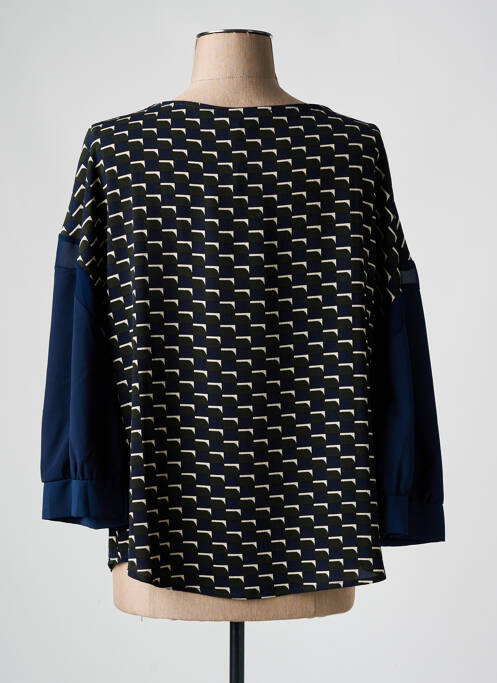 Blouse imprimé fantaisie manches 3/4 bleu LA FEE MARABOUTEE femme