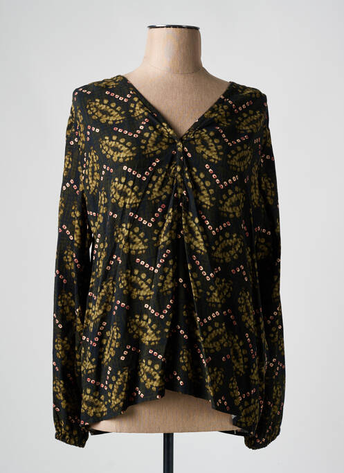 Blouse tissage popeline manches longues vert SIGNE NATURE femme