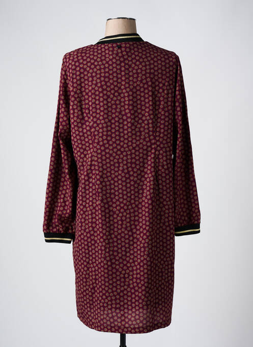 Robe mi-longue imprimé fantaisie manches longues rouge FRED SABATIER femme