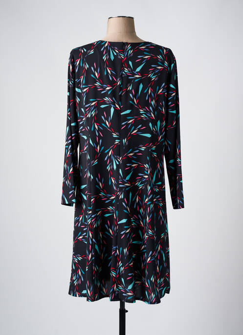 Robe mi-longue imprimé fantaisie manches longues noir GEVANA femme
