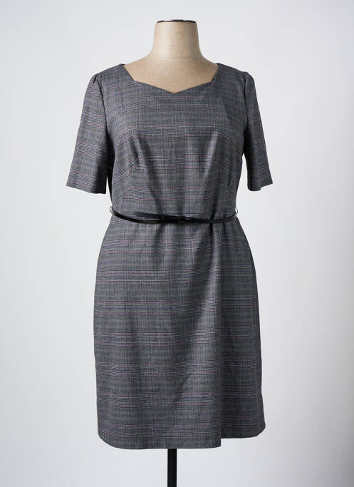 Robe mi-longue fermeture zippée au dos manches courtes gris S.OLIVER femme