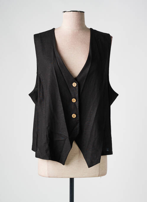 Gilet sans manche noir COULEURS DU TEMPS pour femme