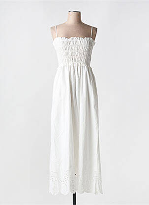 Robe longue tissage popeline sans manche beige GRACE & MILA femme