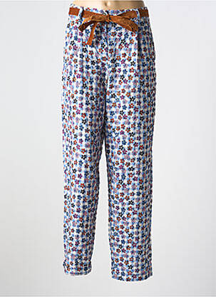 Pantalon droit tissage crêpe taille haute bleu DIXIE femme