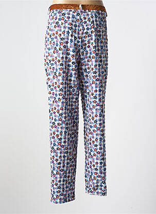 Pantalon droit tissage crêpe taille haute bleu DIXIE femme