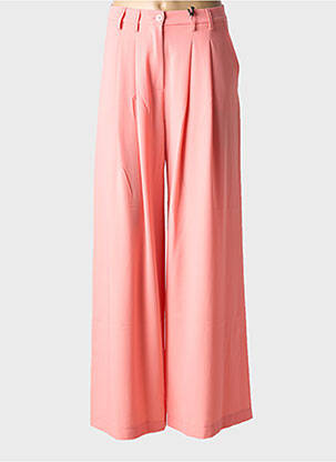 Pantalon large fermeture zippée sous rabat boutonné taille haute rose PLEASE femme