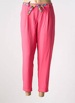 Pantalon chino poches taille haute rose PLEASE femme
