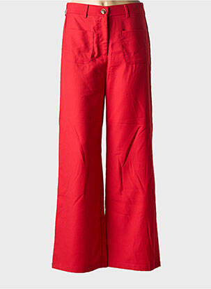Pantalon flare taille à pinces taille haute rouge LA PETITE ETOILE femme