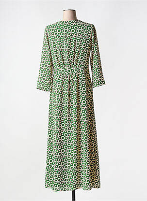 Robe longue imprimé fantaisie manches 3/4 vert LA PETITE ETOILE femme