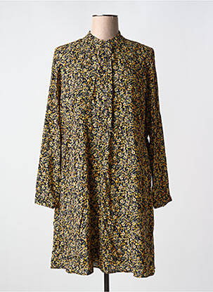 Robe mi-longue imprimé fleurs manches longues noir C'EST BEAU LA VIE femme