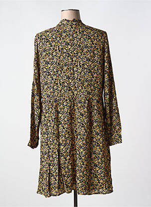 Robe mi-longue imprimé fleurs manches longues noir C'EST BEAU LA VIE femme