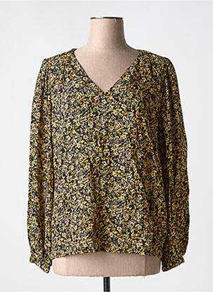 Blouse imprimé fleurs manches longues jaune C'EST BEAU LA VIE femme