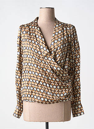 Blouse imprimé fantaisie manches longues marron GRACE & MILA femme