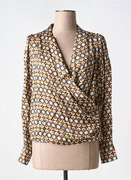 Blouse imprimé fantaisie manches longues marron GRACE & MILA femme