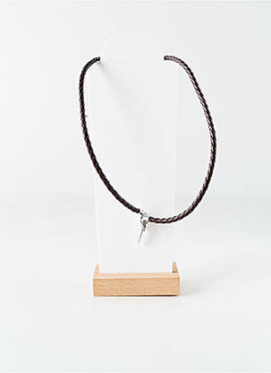 Collier fermeture fermoir mousqueton marron ALL BLACKS homme