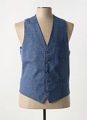 Gilet sans manche tissage chiné bleu MONSIEUR HECTOR homme