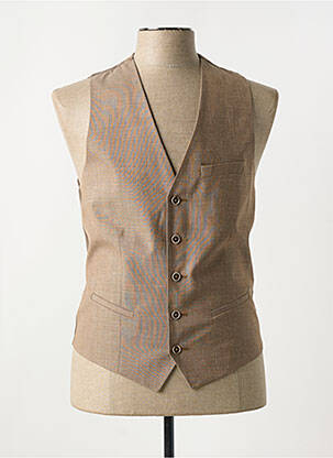 Gilet sans manche tissage chiné marron MONSIEUR HECTOR homme