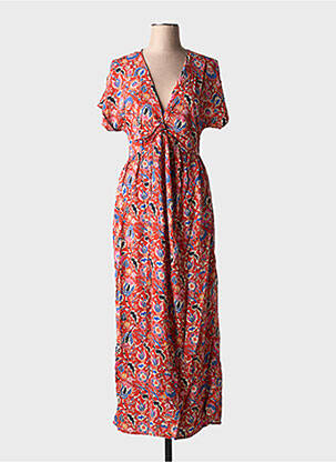 Robe longue manches courtes manches courtes orange VERO MODA femme