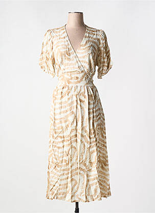 Robe mi-longue manches courtes manches courtes beige SORBET femme