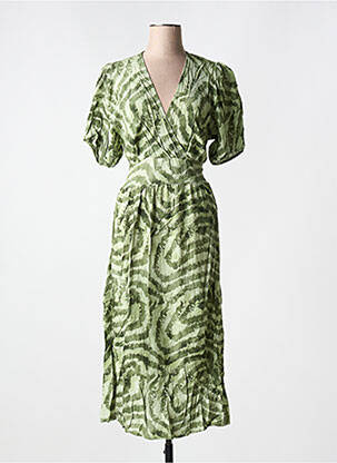 Robe mi-longue manches courtes manches courtes vert SORBET femme