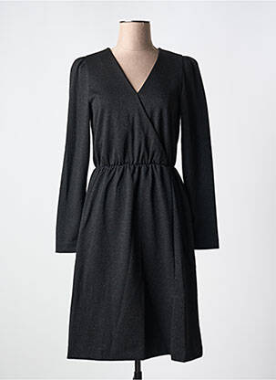 Robe mi-longue manches longues manches longues noir ICHI femme