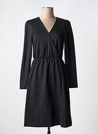 Robe mi-longue manches longues manches longues noir ICHI femme