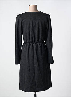 Robe mi-longue manches longues manches longues noir ICHI femme