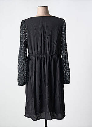 Robe mi-longue manches longues manches longues noir LILIE ROSE femme